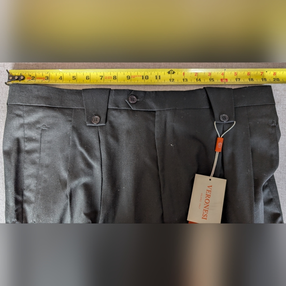 Veronesi Italy NWT Men's Black 100% Wool Wide Leg Palermo Pants Size 38 Unhemmed - Picture 15 of 16